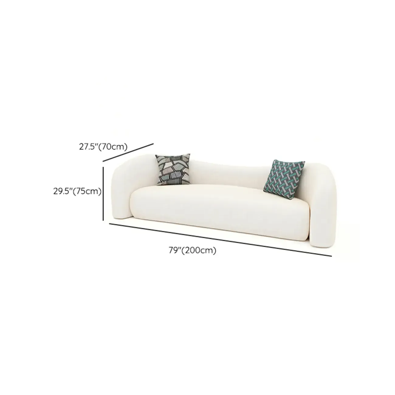 Scandinavian White Sherpa Curved Sofa with Concealed Support Image - 13