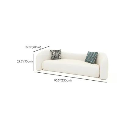 Scandinavian White Sherpa Curved Sofa with Concealed Support Image - 14