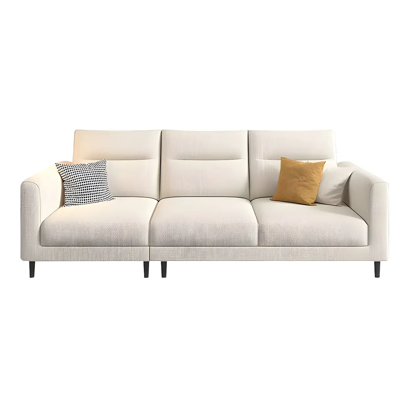 Modern White Cotton & Linen Modular Sofa with Ottoman Image - 3