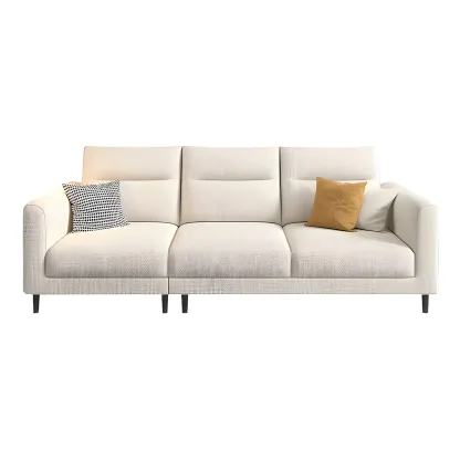 Modern White Cotton & Linen Modular Sofa with Ottoman Image - 3