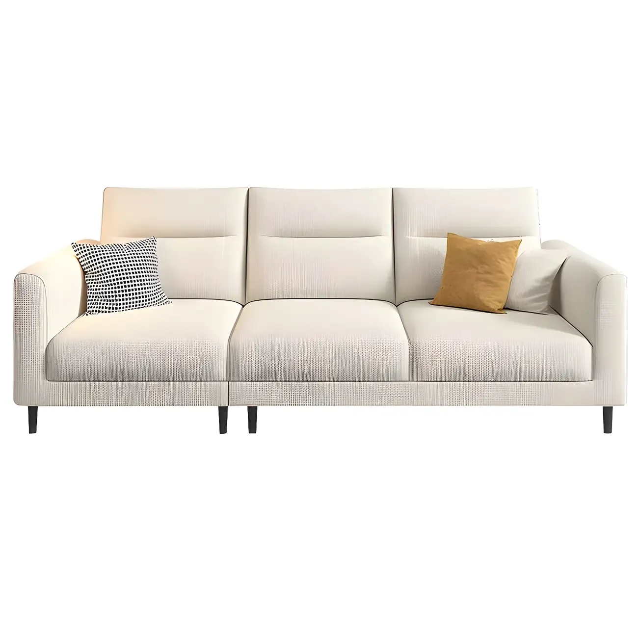 Modern White Cotton & Linen Modular Sofa with Ottoman Image - 4
