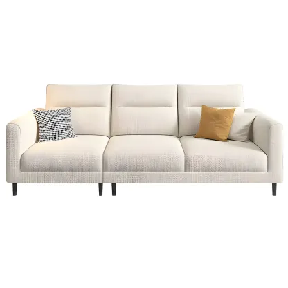 Modern White Cotton & Linen Modular Sofa with Ottoman Image - 4