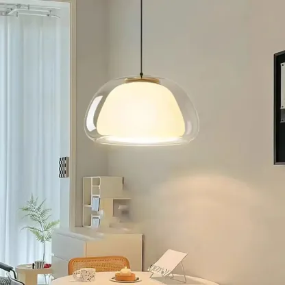 Designer LED Milk Glass Jelly Pendant Light for Dining Room Image - 1