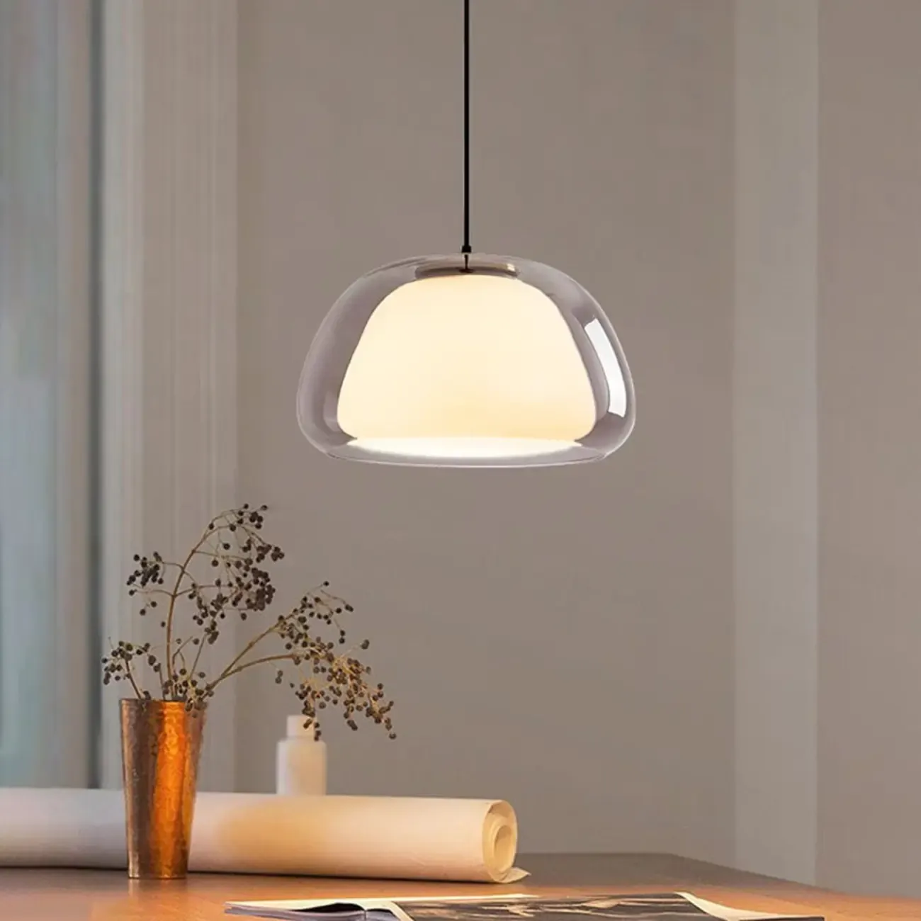 Designer LED Milk Glass Jelly Pendant Light for Dining Room Image - 2