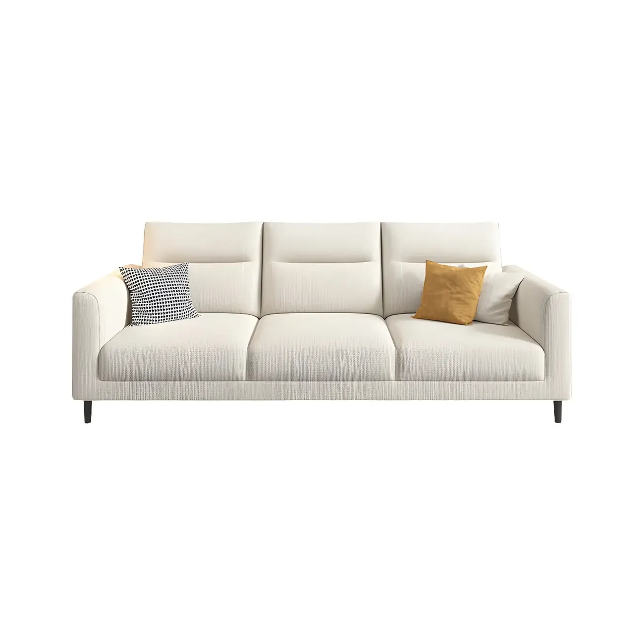 Modern White Cotton & Linen Modular Sofa with Ottoman Image - 6