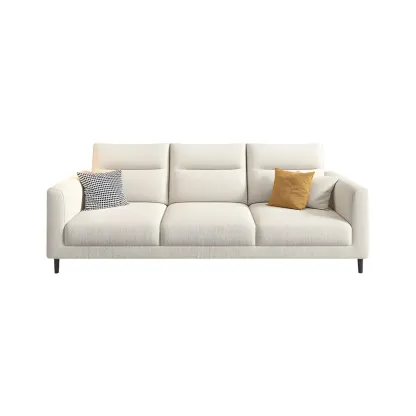 Modern White Cotton & Linen Modular Sofa with Ottoman Image - 6