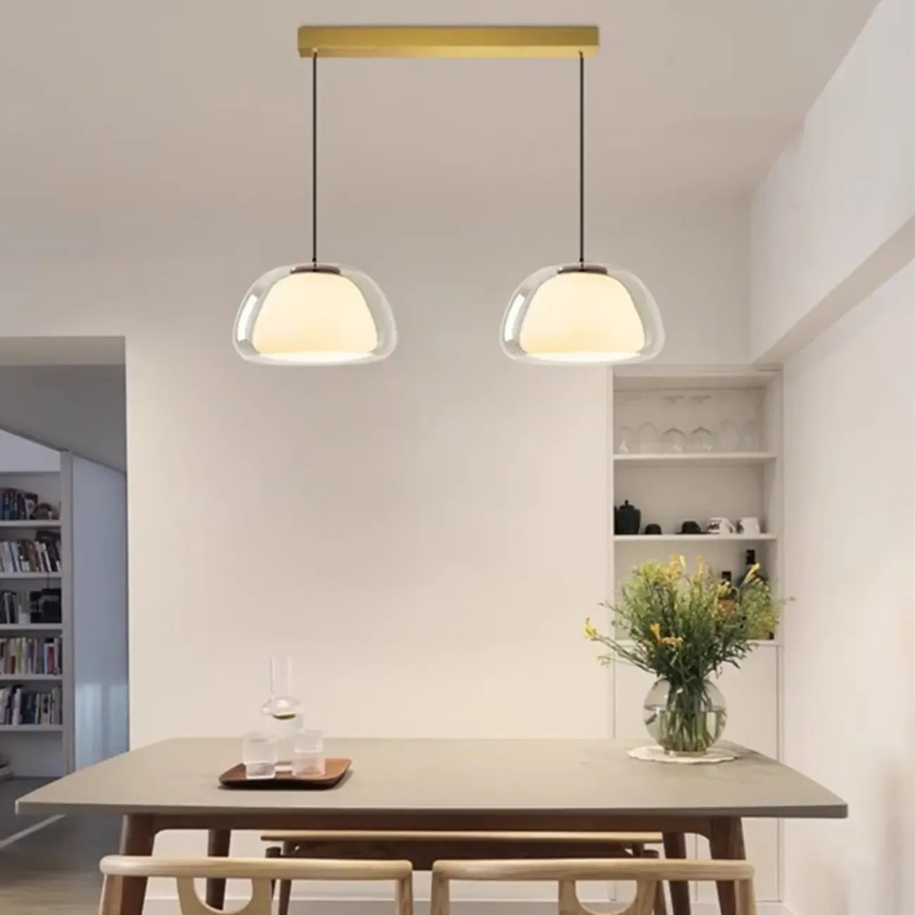 Designer LED Milk Glass Jelly Pendant Light for Dining Room Image - 4