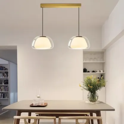 Designer LED Milk Glass Jelly Pendant Light for Dining Room Image - 4