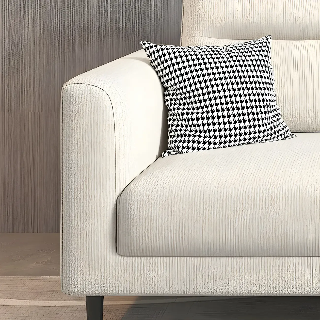 Modern White Cotton & Linen Modular Sofa with Ottoman Image - 7