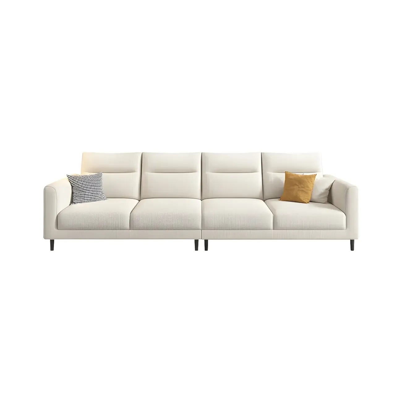 Modern White Cotton & Linen Modular Sofa with Ottoman Image - 14