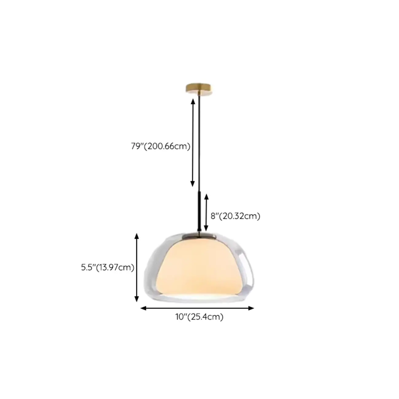 Designer LED Milk Glass Jelly Pendant Light for Dining Room #size