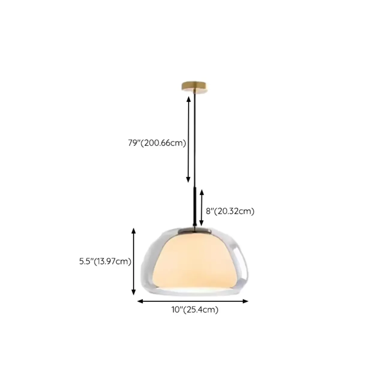 Designer LED Milk Glass Jelly Pendant Light for Dining Room #size