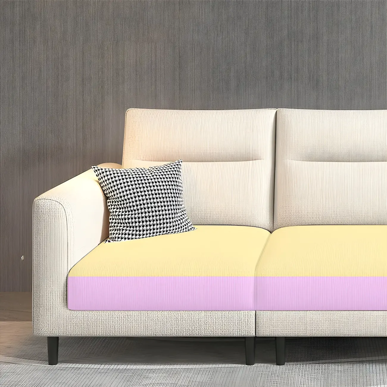 Modern White Cotton & Linen Modular Sofa with Ottoman Image - 17