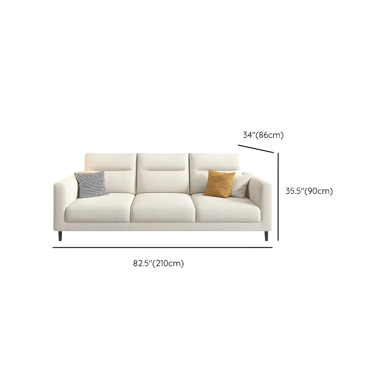 Modern White Cotton & Linen Modular Sofa with Ottoman #size