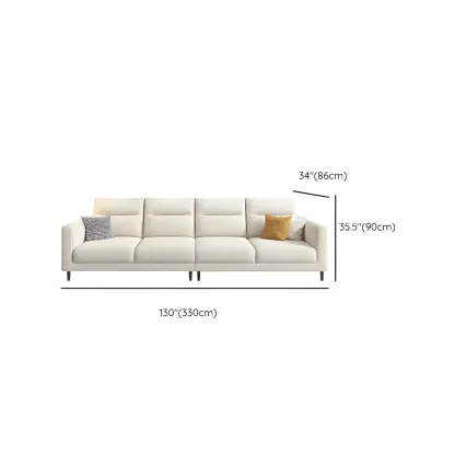 Modern White Cotton & Linen Modular Sofa with Ottoman Image - 21