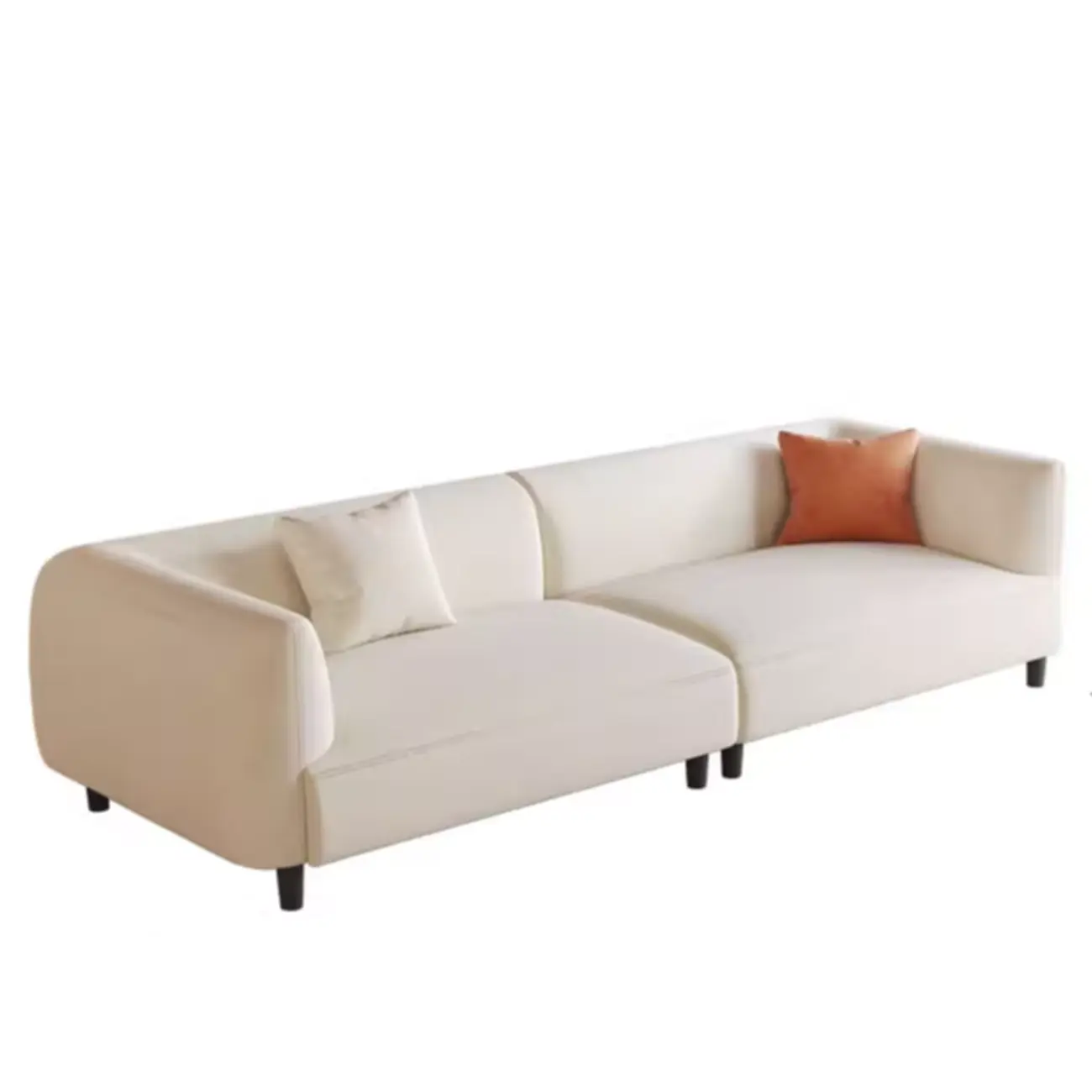 Minimalist White Tech Cloth Loveseat Sofa with Recessed Arm  Image - 2 | homeyfad