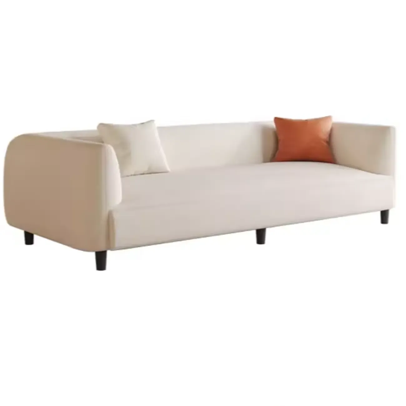Minimalist White Tech Cloth Loveseat Sofa with Recessed Arm Image - 4