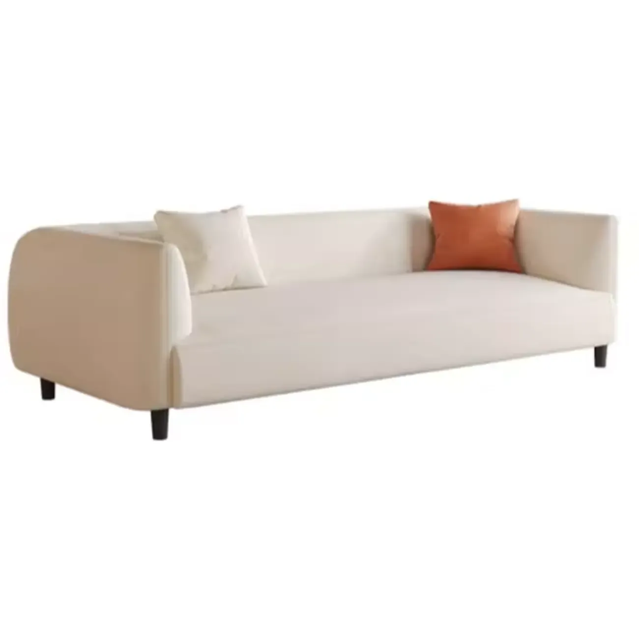 Minimalist White Tech Cloth Loveseat Sofa with Recessed Arm Image - 5