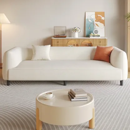 Minimalist White Tech Cloth Loveseat Sofa with Recessed Arm  Image - 6