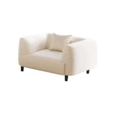 Minimalist White Tech Cloth Loveseat Sofa with Recessed Arm  Image - 7