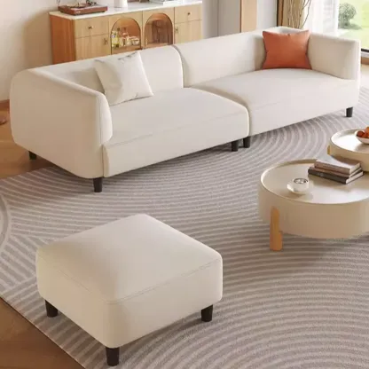 Minimalist White Tech Cloth Loveseat Sofa with Recessed Arm  Image - 8