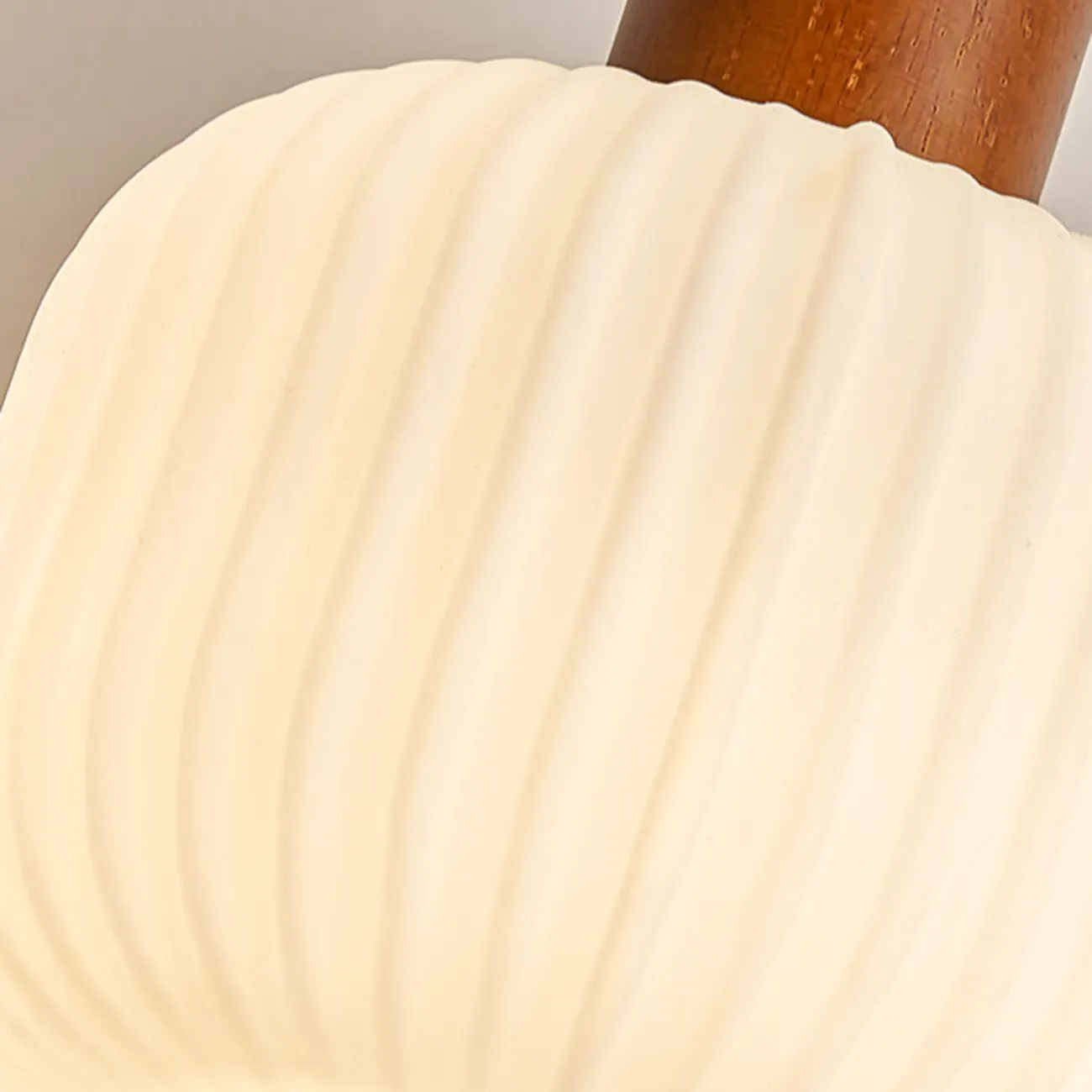 Modern White Glass Pendant Light with Solid Wood Accent Image - 12