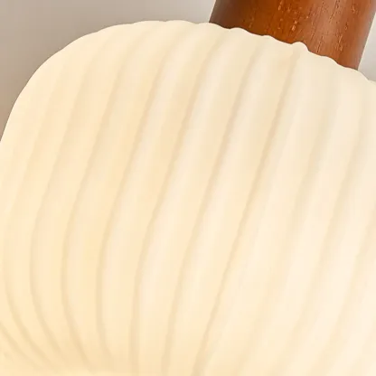 Modern White Glass Pendant Light with Solid Wood Accent Image - 12