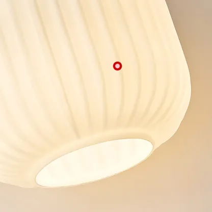 Modern White Glass Pendant Light with Solid Wood Accent Image - 13