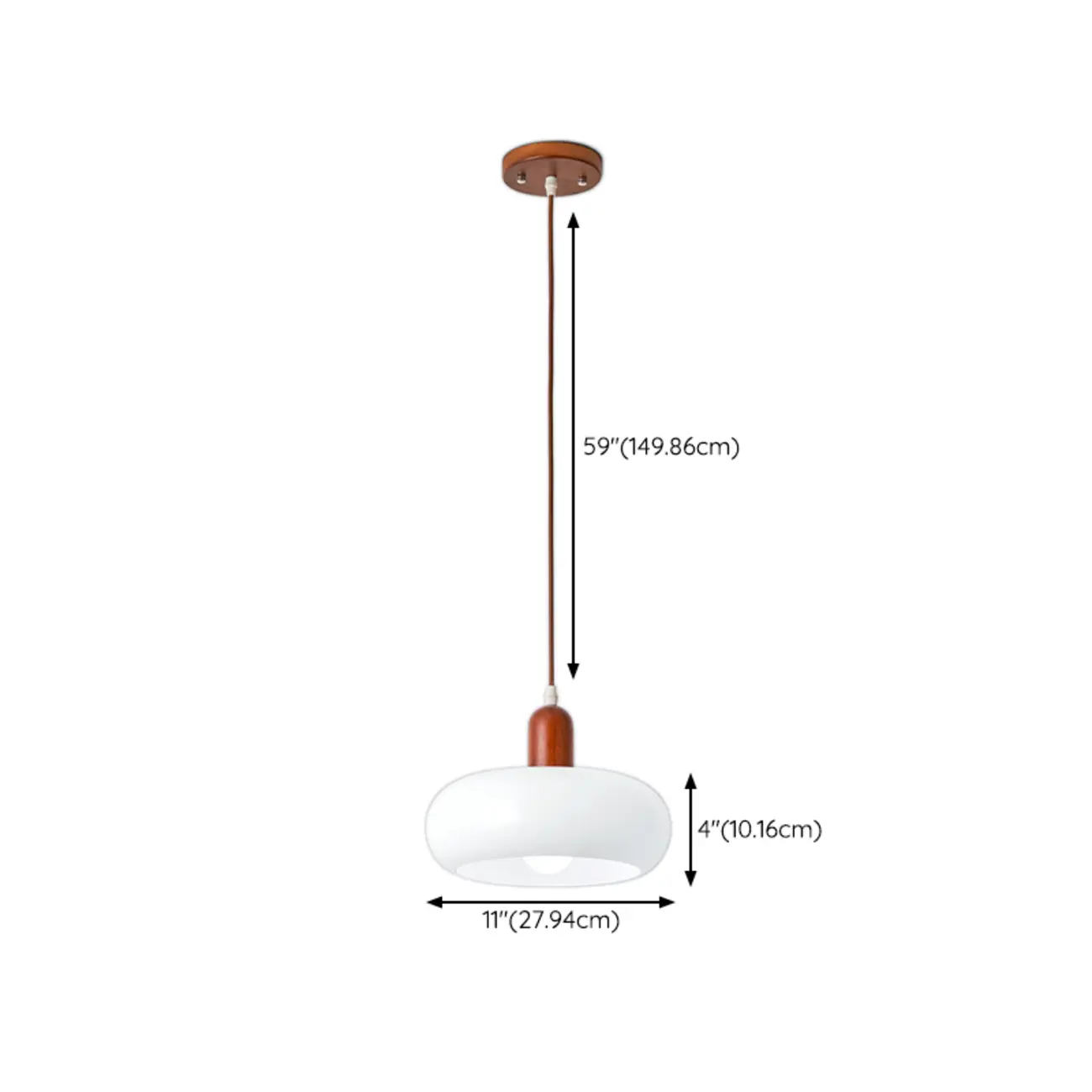 Modern White Glass Pendant Light with Solid Wood Accent Image - 16 | homeyfad