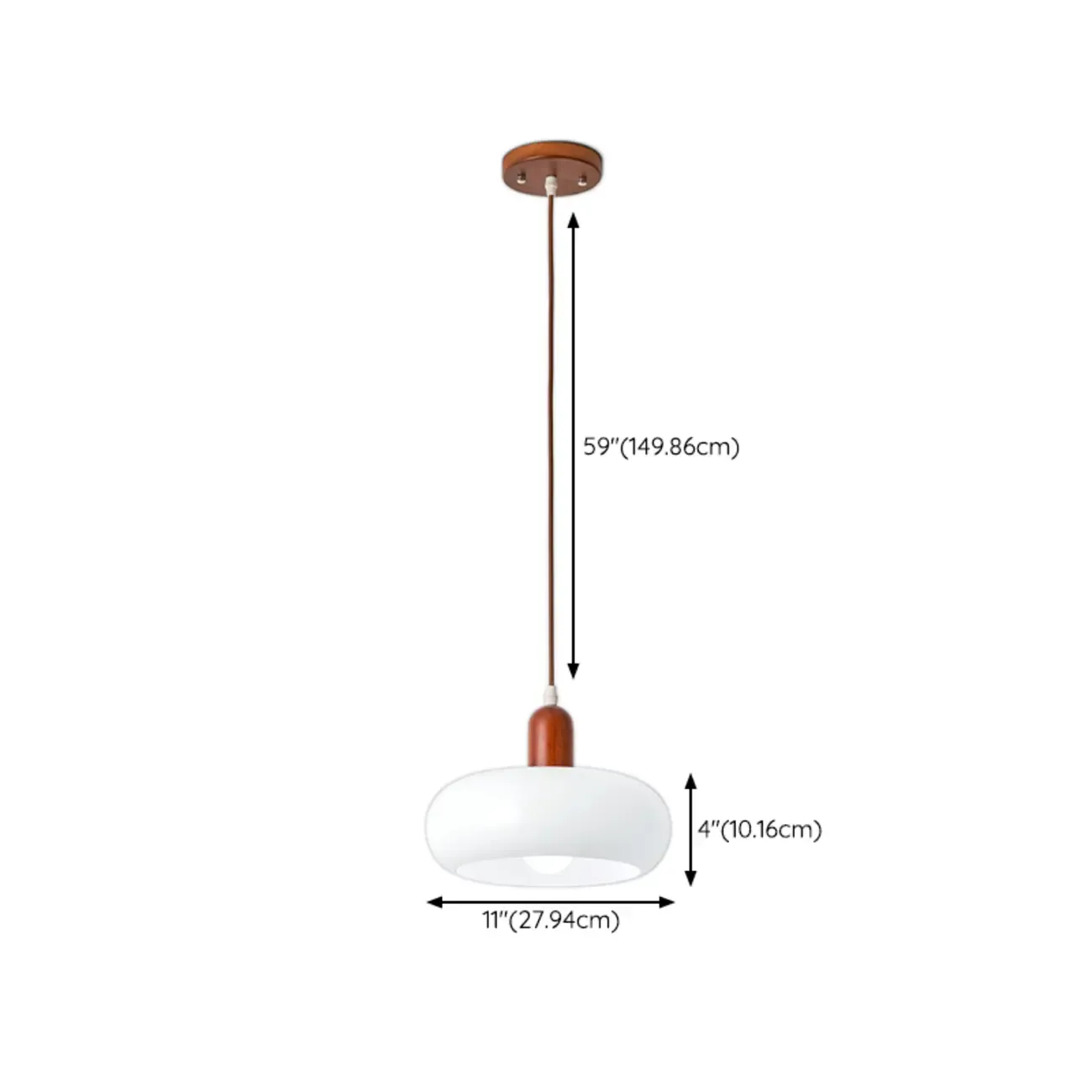 Modern White Glass Pendant Light with Solid Wood Accent Image - 16