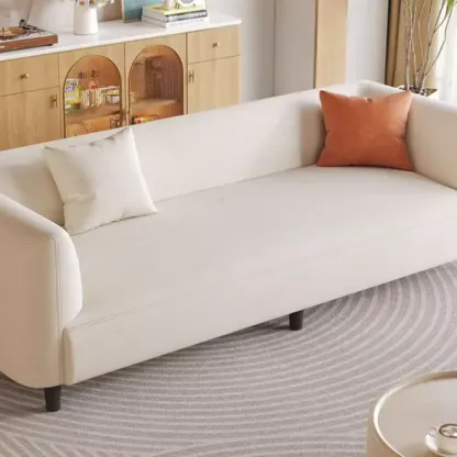 Minimalist White Tech Cloth Loveseat Sofa with Recessed Arm  Image - 12