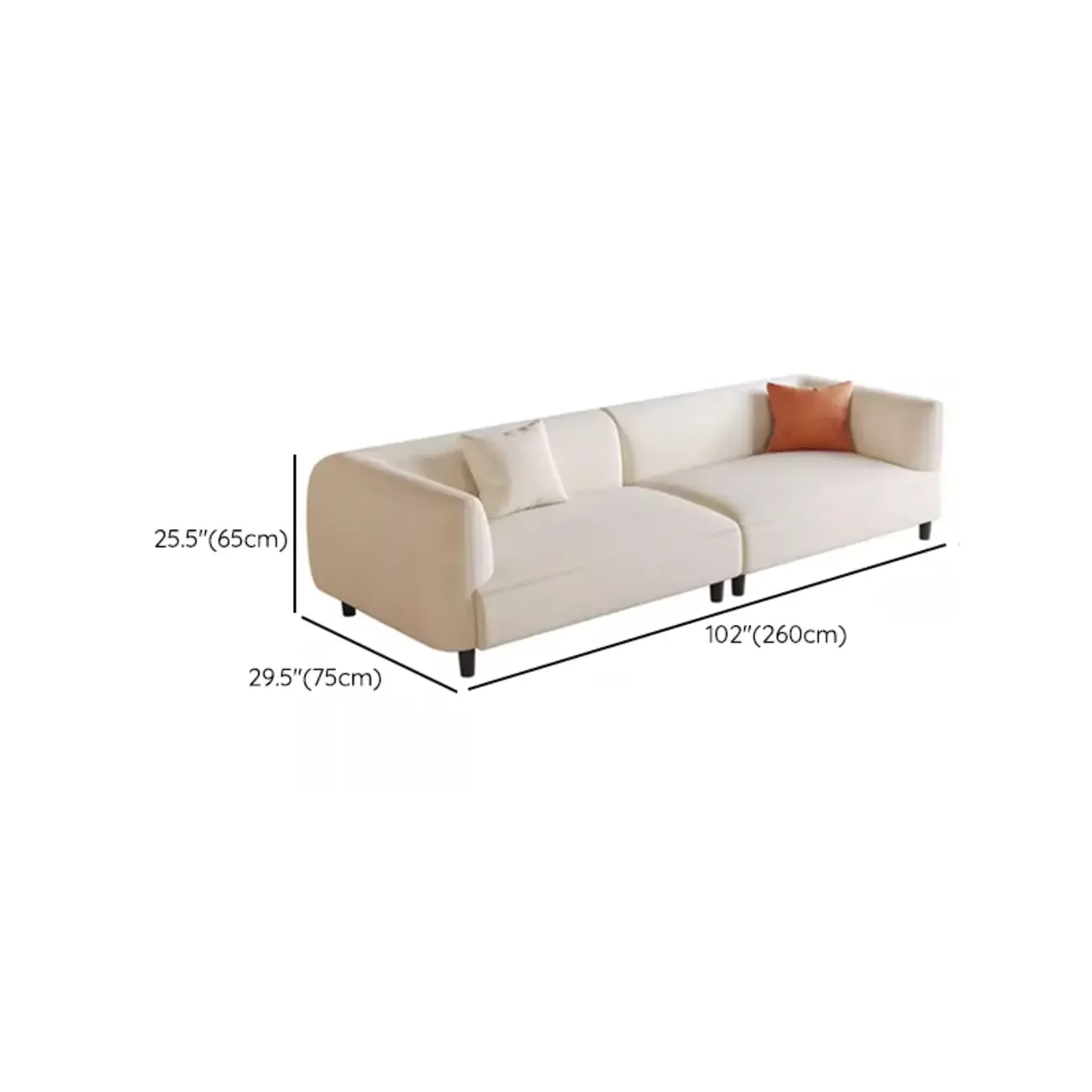 Minimalist White Tech Cloth Loveseat Sofa with Recessed Arm Image - 19