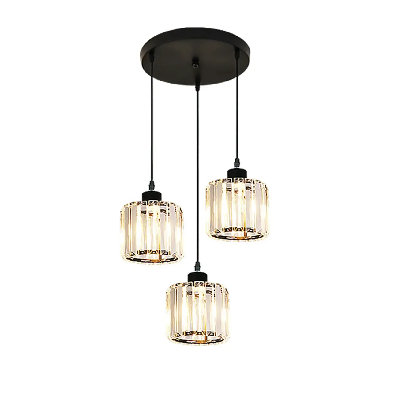 Luxury Cylinder Pendant Lamp with Crystal for Dining Room Image - 5