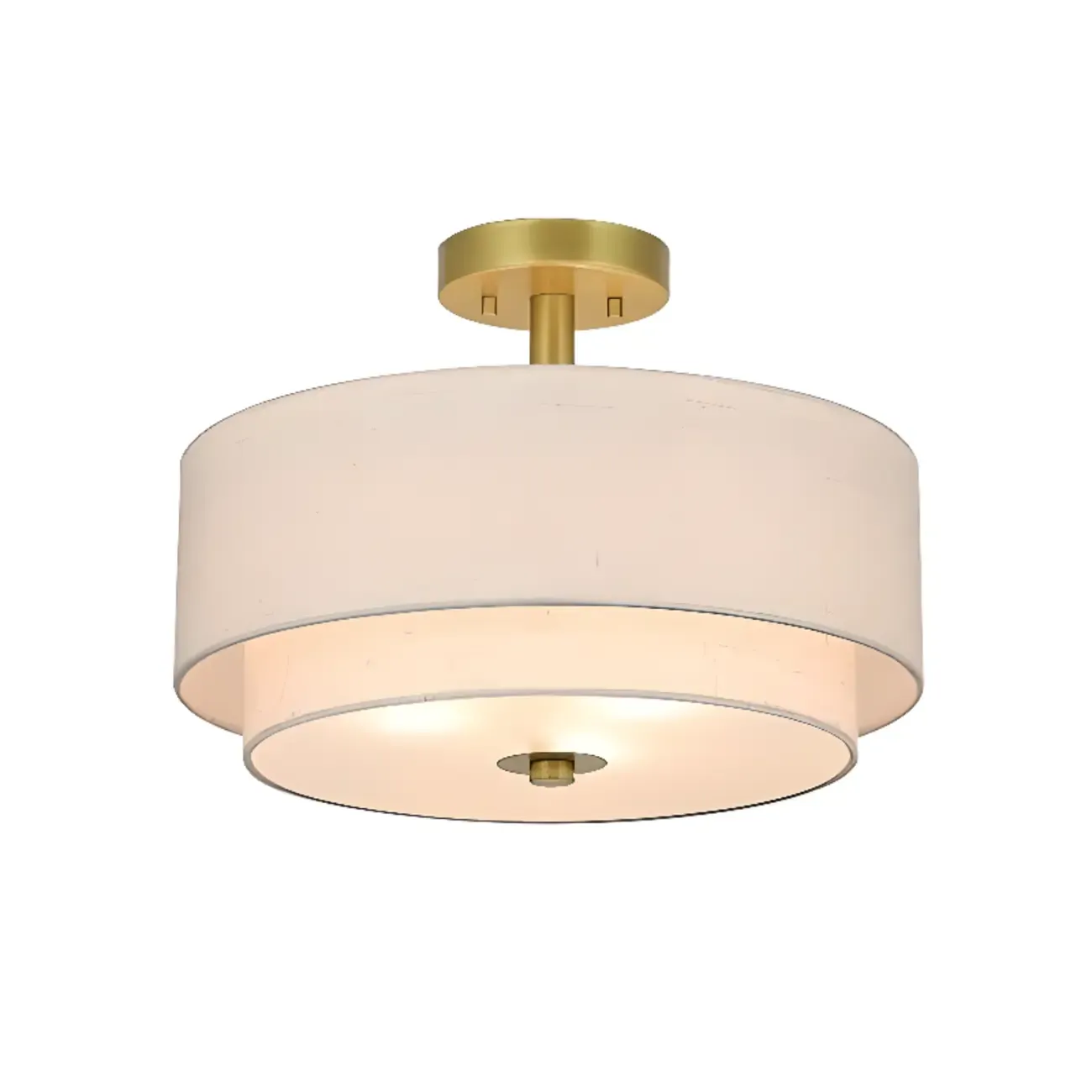 2-Tier Cylinder Fabric Ceiling Light for Modern Living Room Image - 5