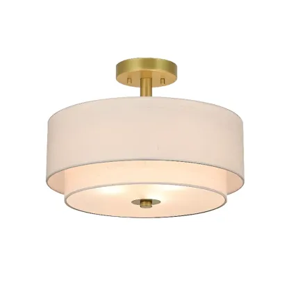 2-Tier Cylinder Fabric Ceiling Light for Modern Living Room Image - 5