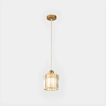 Luxury Cylinder Pendant Lamp with Crystal for Dining Room Image - 8