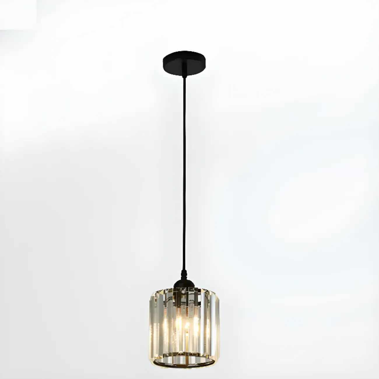Luxury Cylinder Pendant Lamp with Crystal for Dining Room Image - 9