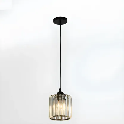 Luxury Cylinder Pendant Lamp with Crystal for Dining Room Image - 9