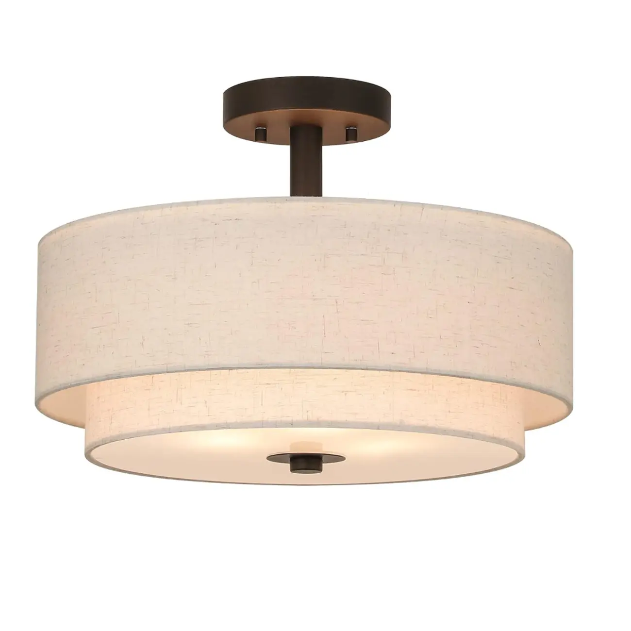 2-Tier Cylinder Fabric Ceiling Light for Modern Living Room Image - 9 | homeyfad