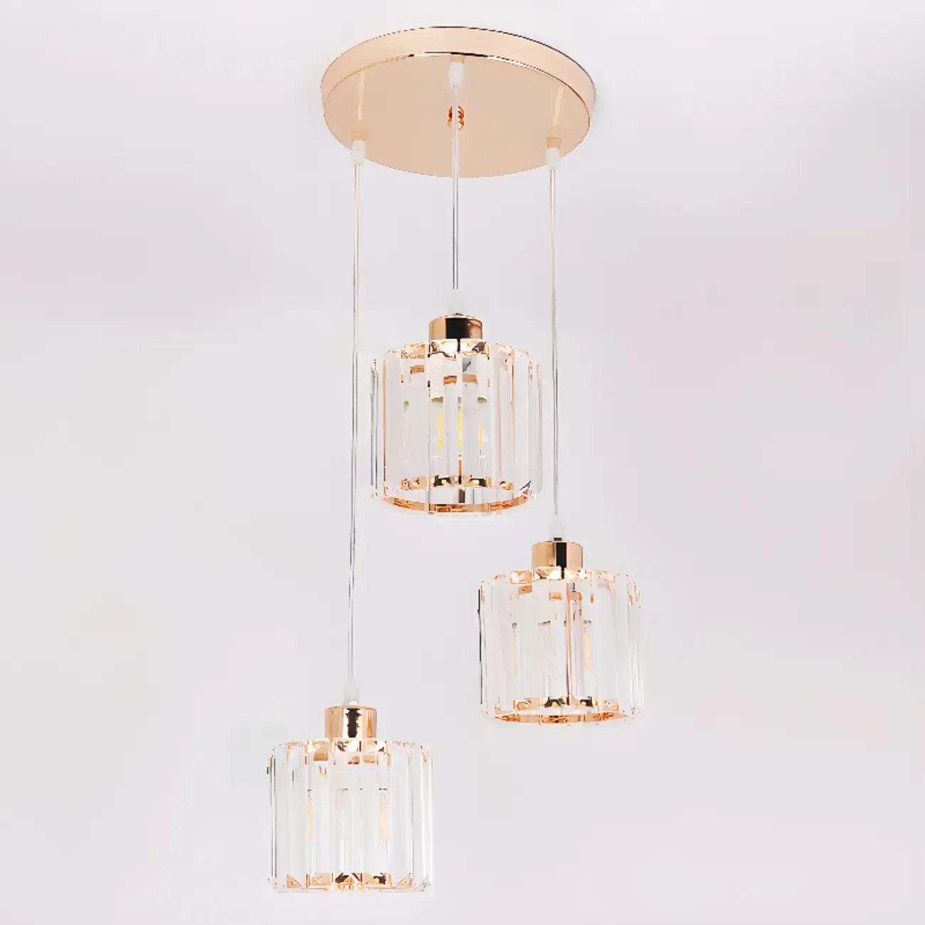 Luxury Cylinder Pendant Lamp with Crystal for Dining Room Image - 10