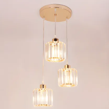 Luxury Cylinder Pendant Lamp with Crystal for Dining Room Image - 11