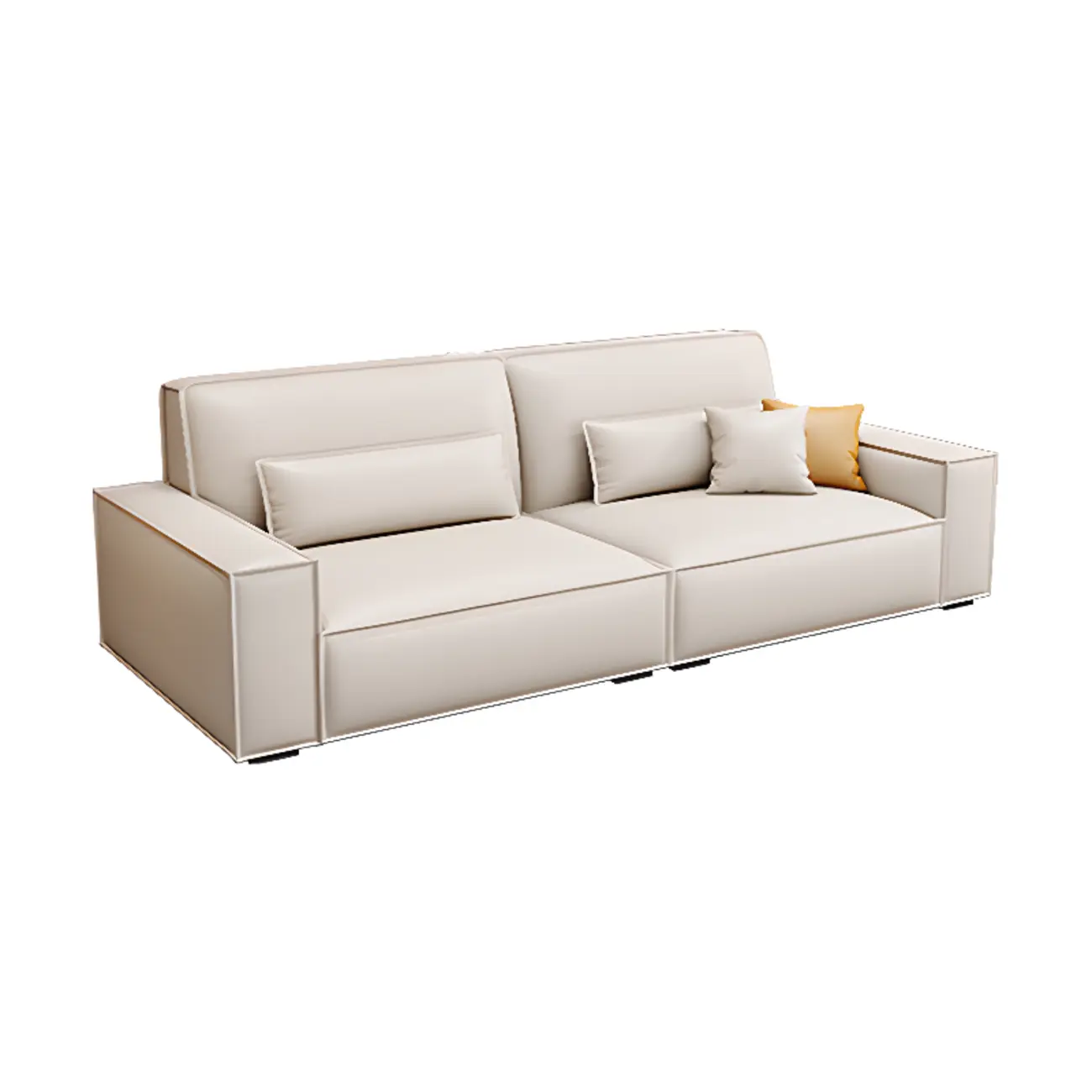 Modern Off-White Leather Sectional Sofa with Concealed Support Image - 2 | homeyfad