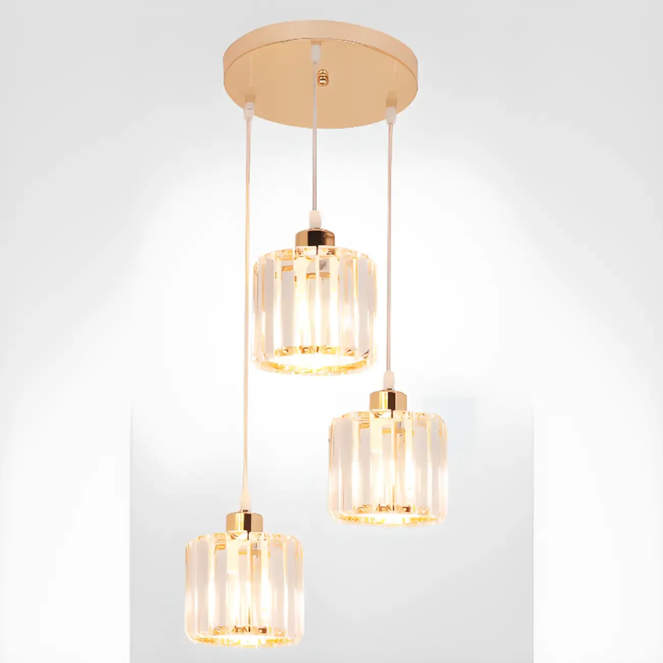 Luxury Cylinder Pendant Lamp with Crystal for Dining Room Image - 12