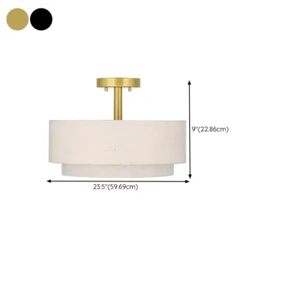 2-Tier Cylinder Fabric Ceiling Light for Modern Living Room Image - 15