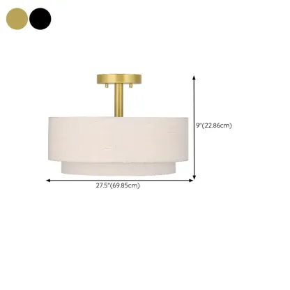 2-Tier Cylinder Fabric Ceiling Light for Modern Living Room Image - 16