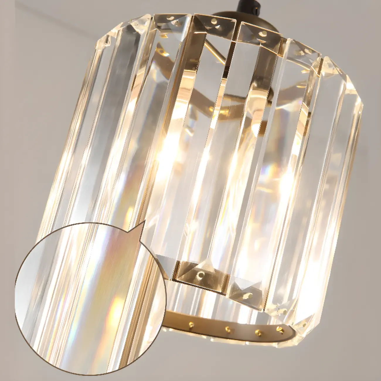 Luxury Cylinder Pendant Lamp with Crystal for Dining Room Image - 18