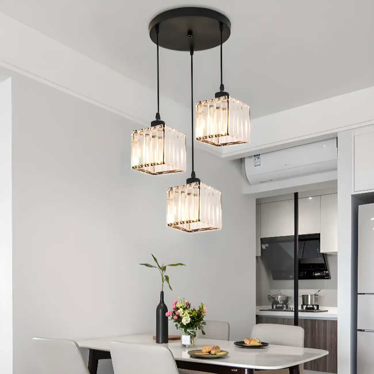 Luxury Cylinder Pendant Lamp with Crystal for Dining Room Image - 22