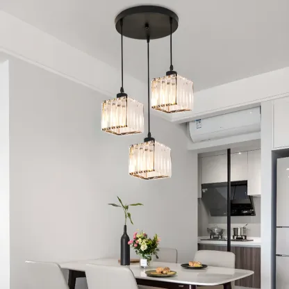 Luxury Cylinder Pendant Lamp with Crystal for Dining Room Image - 22