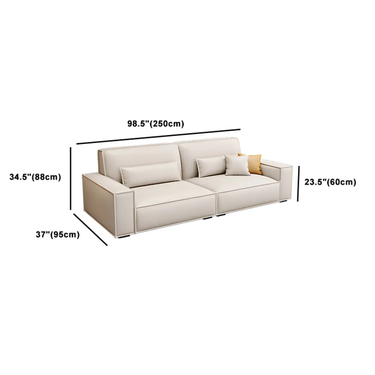 Modern Off-White Leather Sectional Sofa with Concealed Support Image - 13