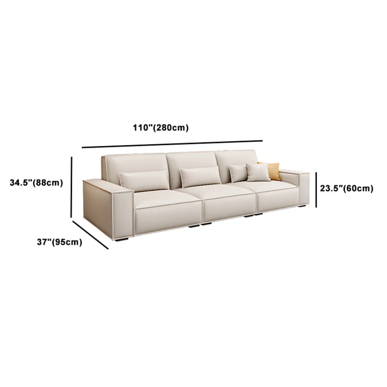 Modern Off-White Leather Sectional Sofa with Concealed Support Image - 14